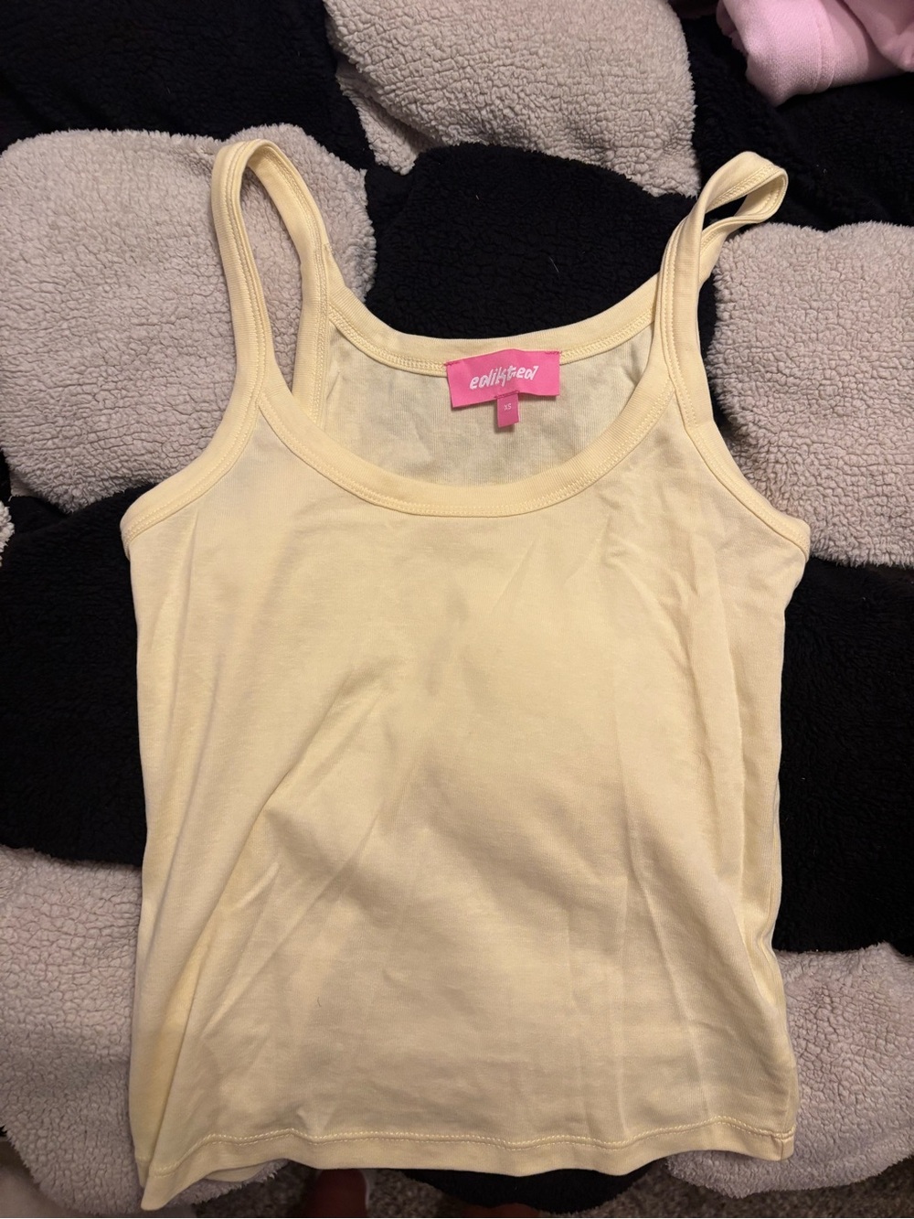 Edikted Pale Yellow Slim Tank Top